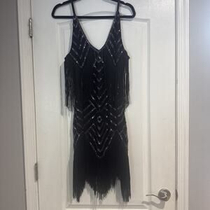 Size Small Women's Sequin Fringe Dress Sexy Fun And A Showstopper